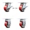 Service Caster 4 Inch Red Poly on Cast Iron Caster Brakes/Swivel Locks and 2 Rigid SCC, 2PK SCC-35S420-PUR-RS-SLB-BSL-2-R-2 - alternate 5